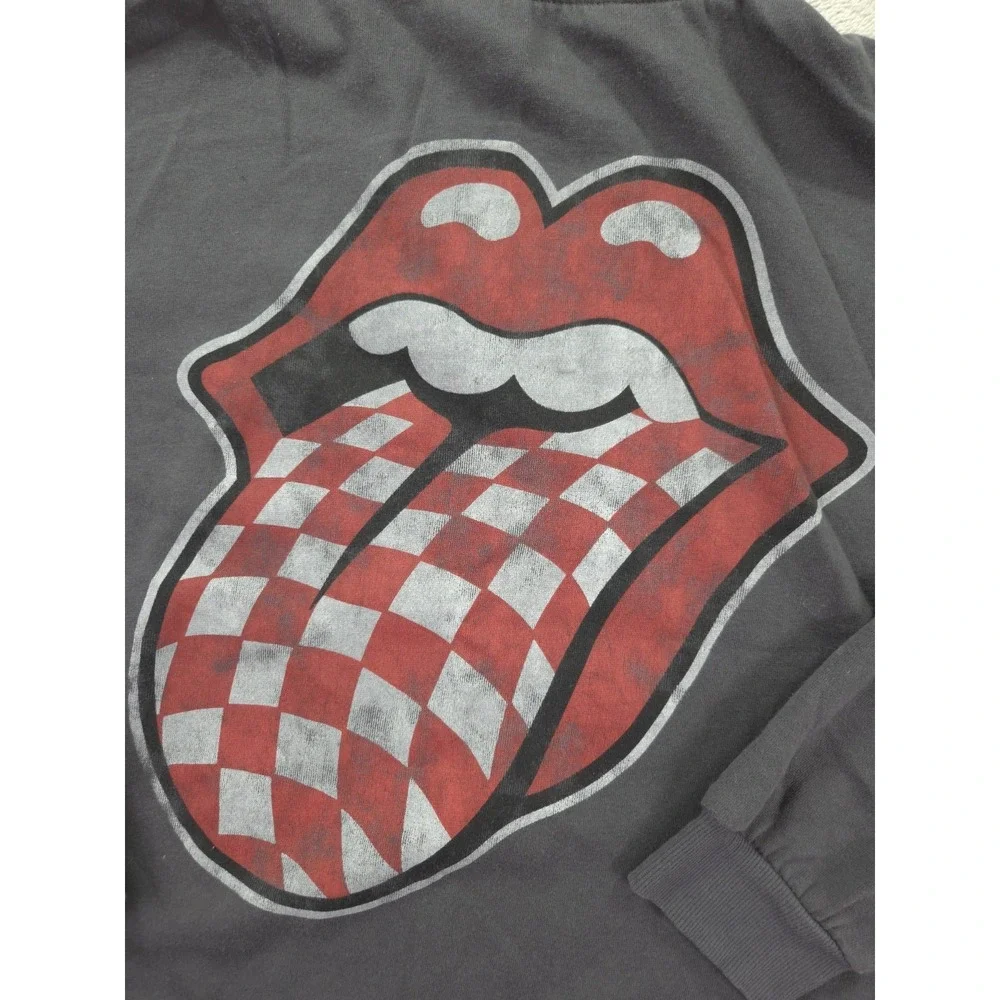 The Rolling Stones 1/4 Zip Cropped‎ Sweatshirt Womens Large Tongue